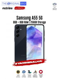 Samsung A55 5G - 8GB RAM - 256GB Storage - PTA Approved - 1 Year Warranty - Black - The Original Bro Mobiles - TOB40